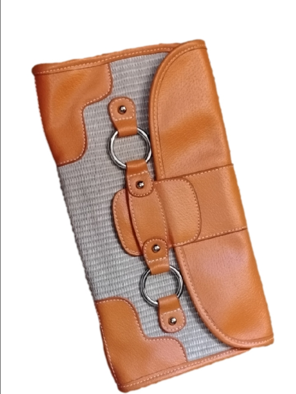Merona Collection Leather And Weave Design With Silver Hardware.
